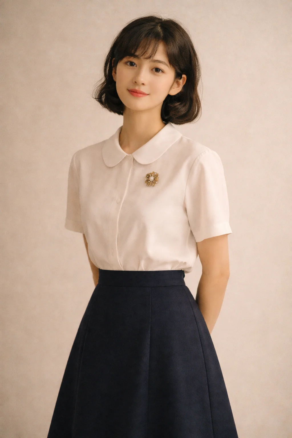 Oh Ae-sun Timeless Monochrome — navy dress look