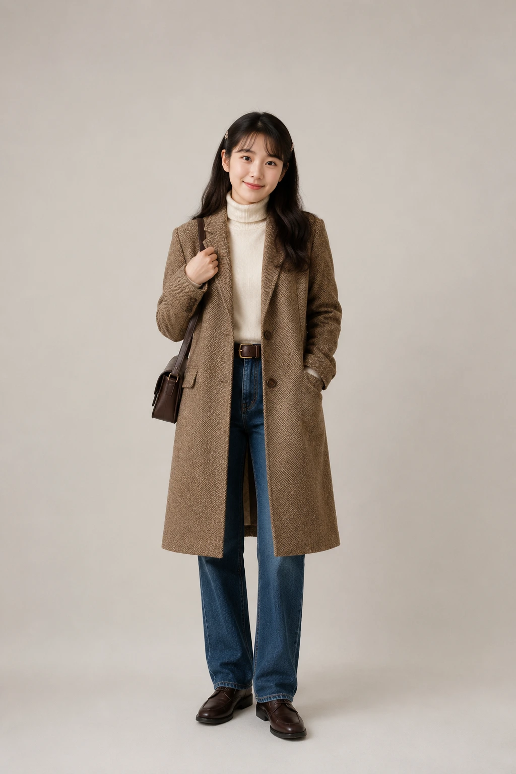 Yang Geum-myeong Herringbone Campus — coat look