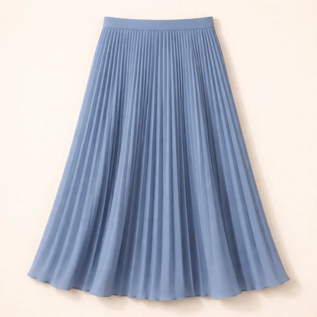 Blue Pleated Midi Skirt